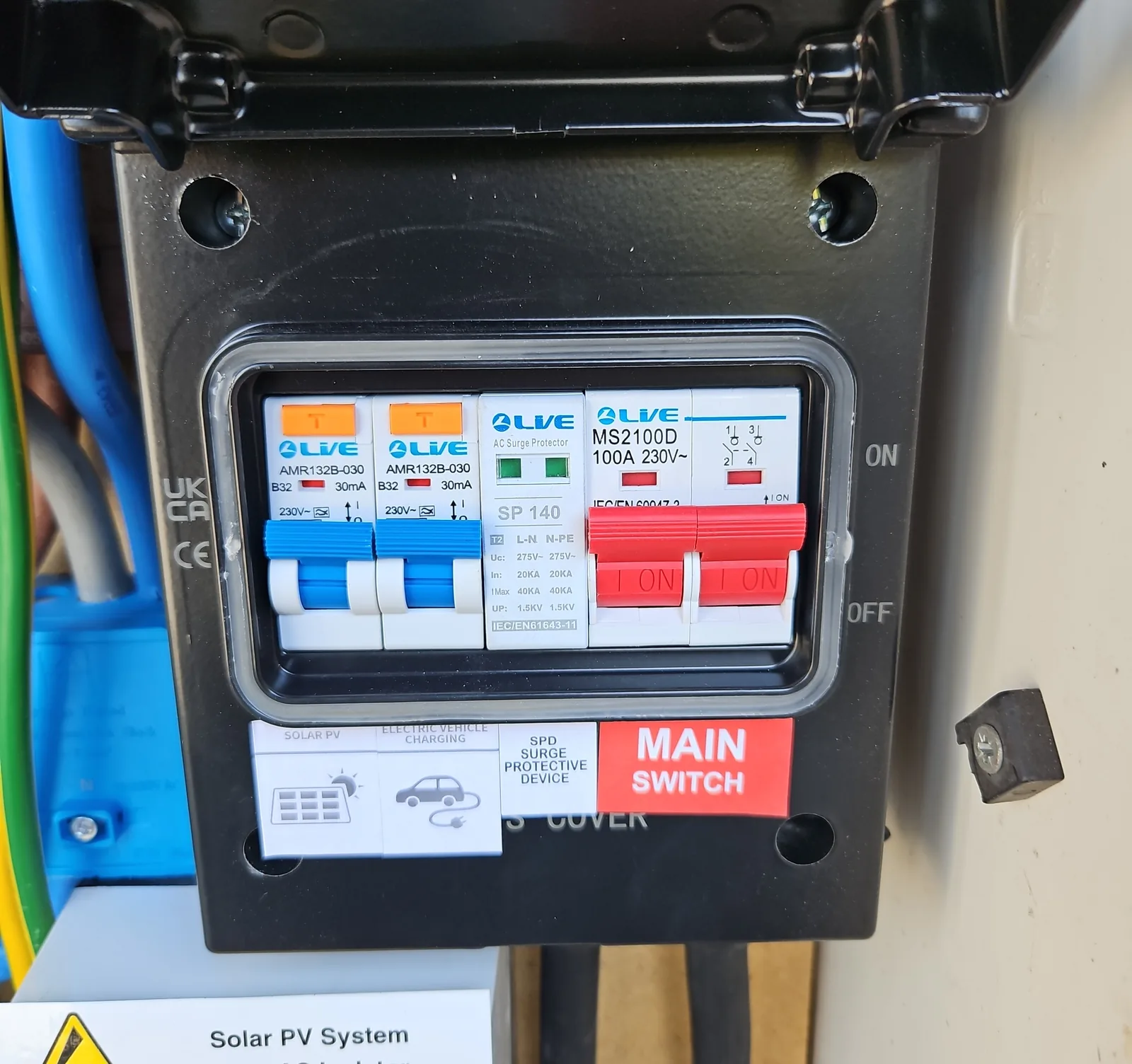 Dedicated EV and Solar distribution board with Type A RCBO and SPD in Bedford
